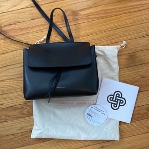 Mansur Gavriel Calfskin Mini Lady Bag in Black Flamma with Red Interior